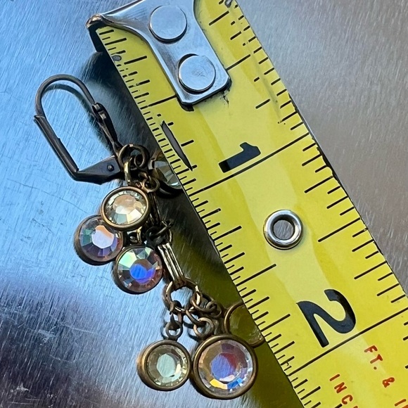 Catherine Popesco Iridescent Crystal Gold Tone Dangle Earrings - Picture 4 of 4